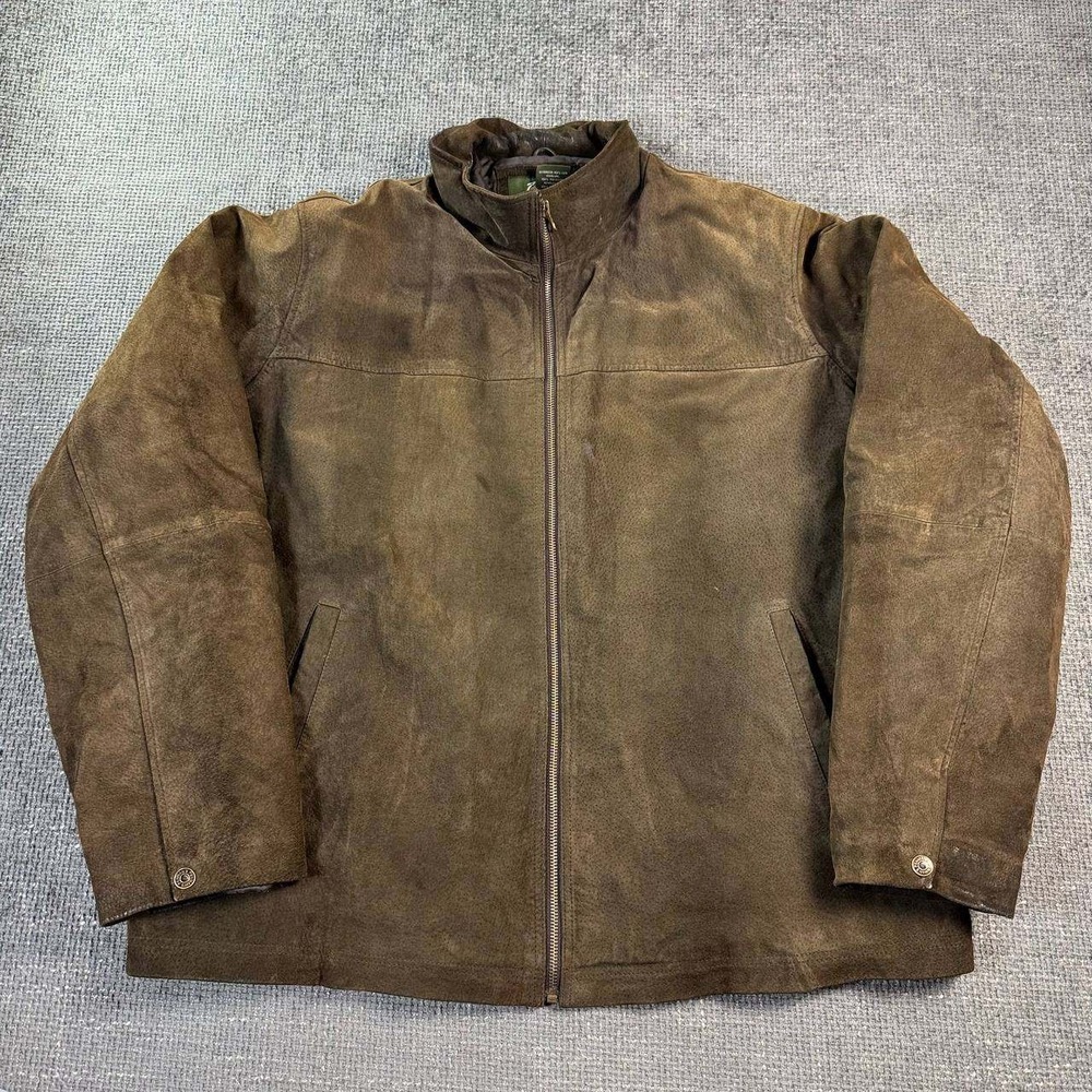 Penmans Suede Leather Jacket Mens XL Brown Vintage Zip Up Perforated Bomber